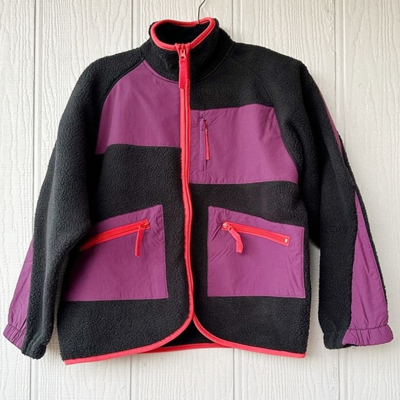 NEW UO Bruce Fleece Spliced Zip Up Jacket - Picture 2 of 8